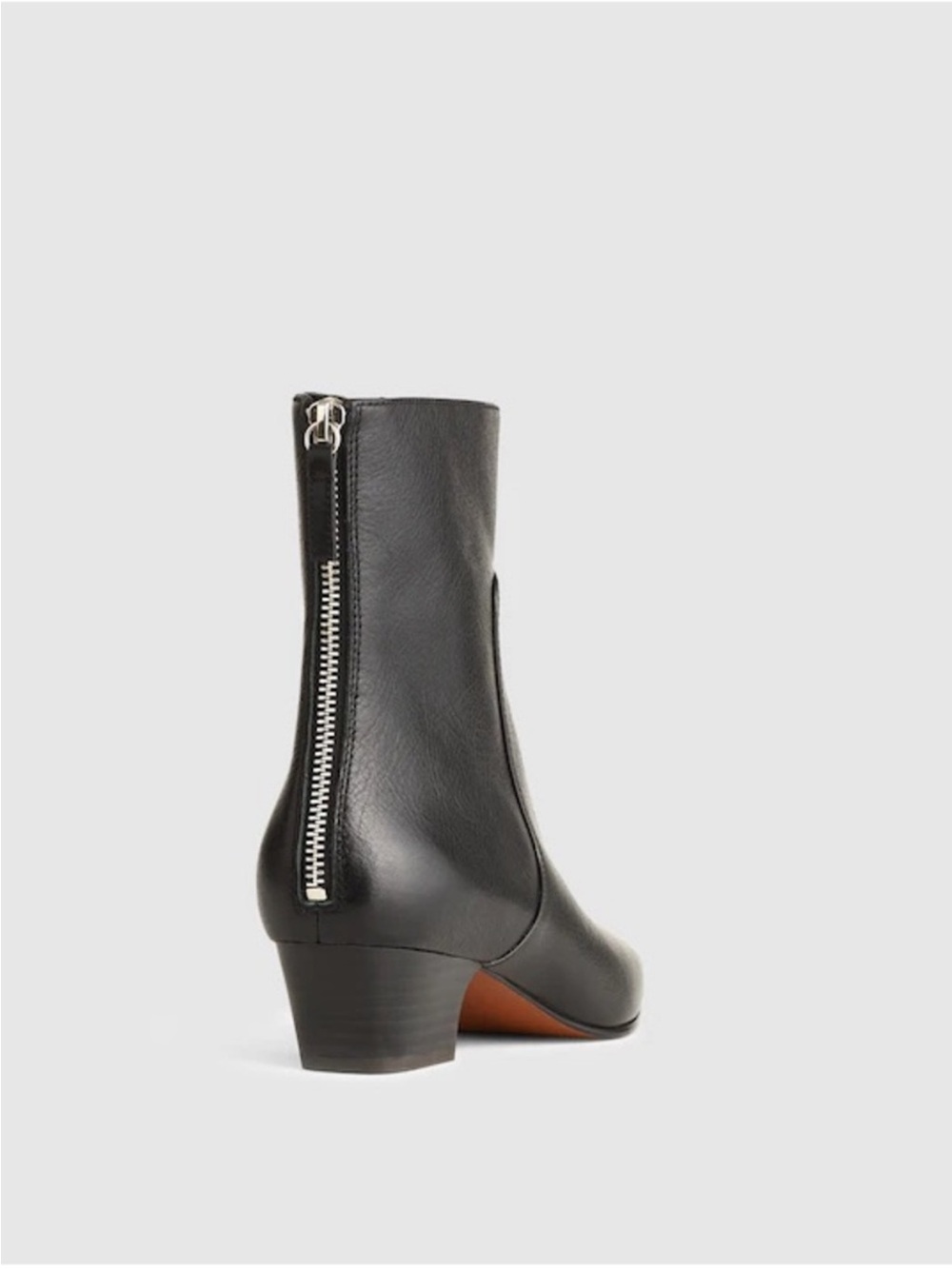 NWOB Madewell Lexie Ankle Boot Black Leather Block Heel Square Toe Size 8 - Picture 4 of 14